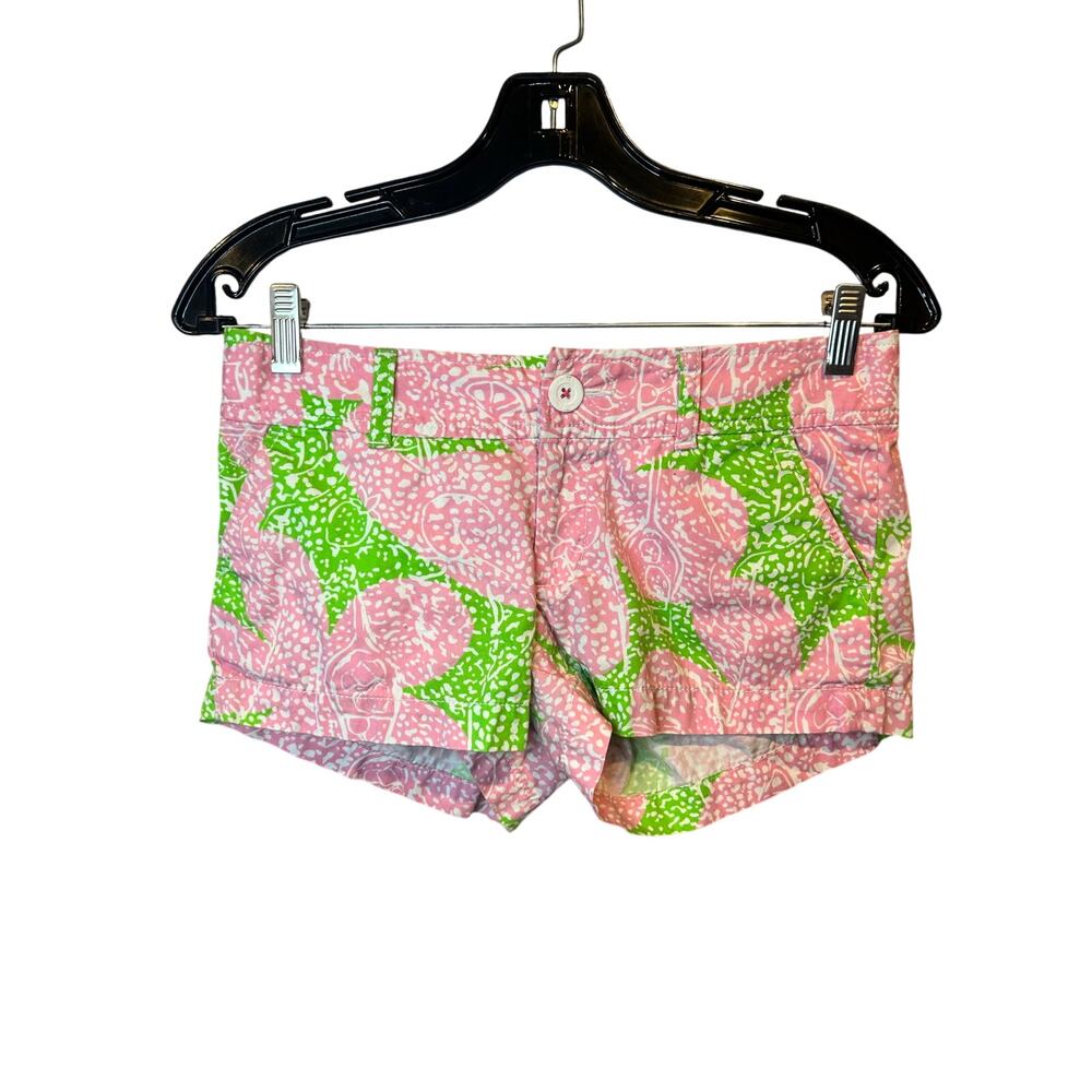 Liilly Pulitzer walsh short green pink cheat ya limeade women's size 00